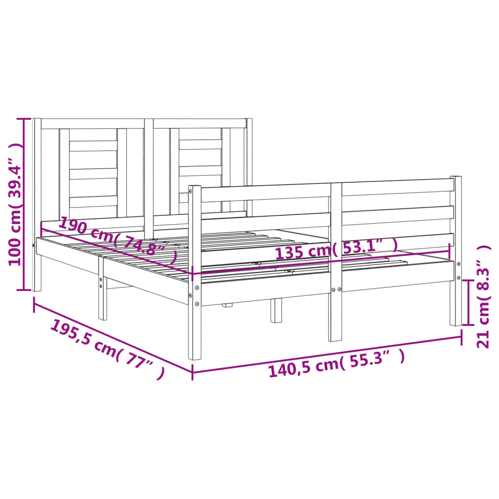 Bed Frame Without Mattress Double Solid Wood