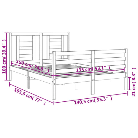 Bed Frame Without Mattress Double Solid Wood