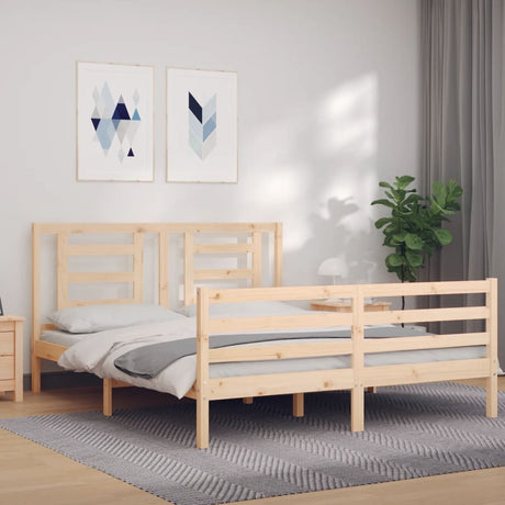 Bed Frame Without Mattress Double Solid Wood