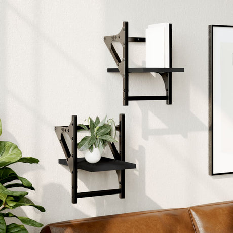 Wall Shelves With Bars 2 Pcs