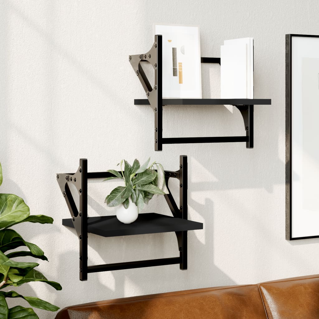 Wall Shelves With Bars 2 Pcs