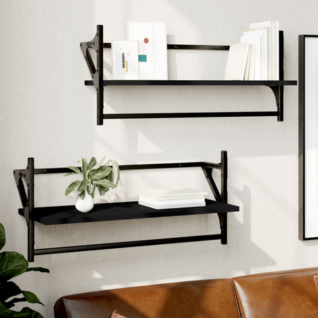 Wall Shelves With Bars 2 Pcs