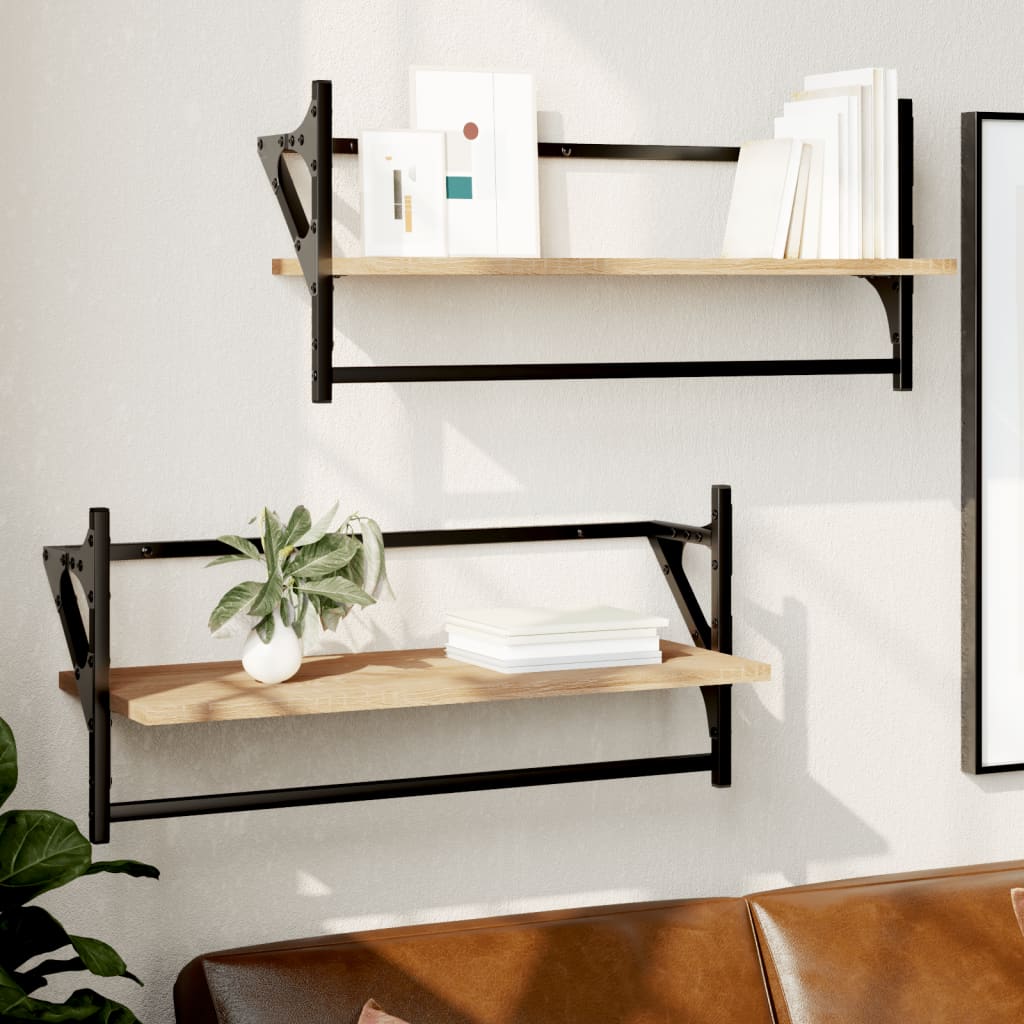Wall Shelves With Bars 2 Pcs