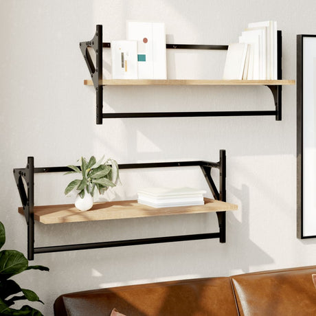 Wall Shelves With Bars 2 Pcs