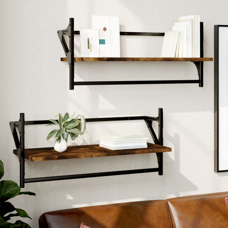Wall Shelves With Bars 2 Pcs