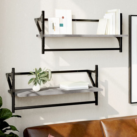 Wall Shelves With Bars 2 Pcs
