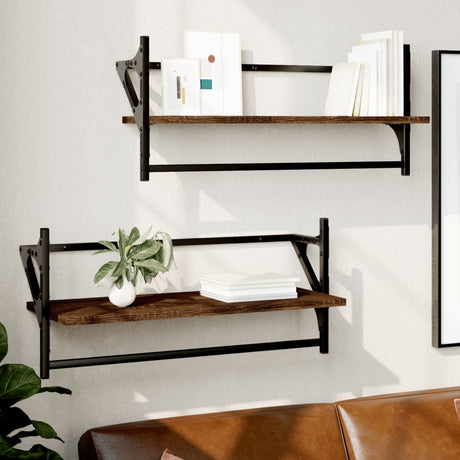 Wall Shelves With Bars 2 Pcs