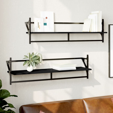 Wall Shelves With Bars 2 Pcs