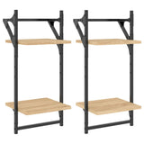 2-Tier Wall Shelves With Bars 2 Pcs