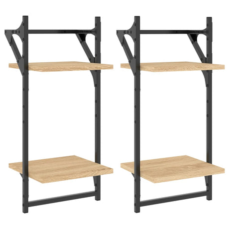 2-Tier Wall Shelves With Bars 2 Pcs
