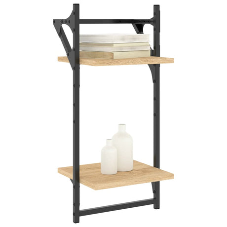 2-Tier Wall Shelves With Bars 2 Pcs
