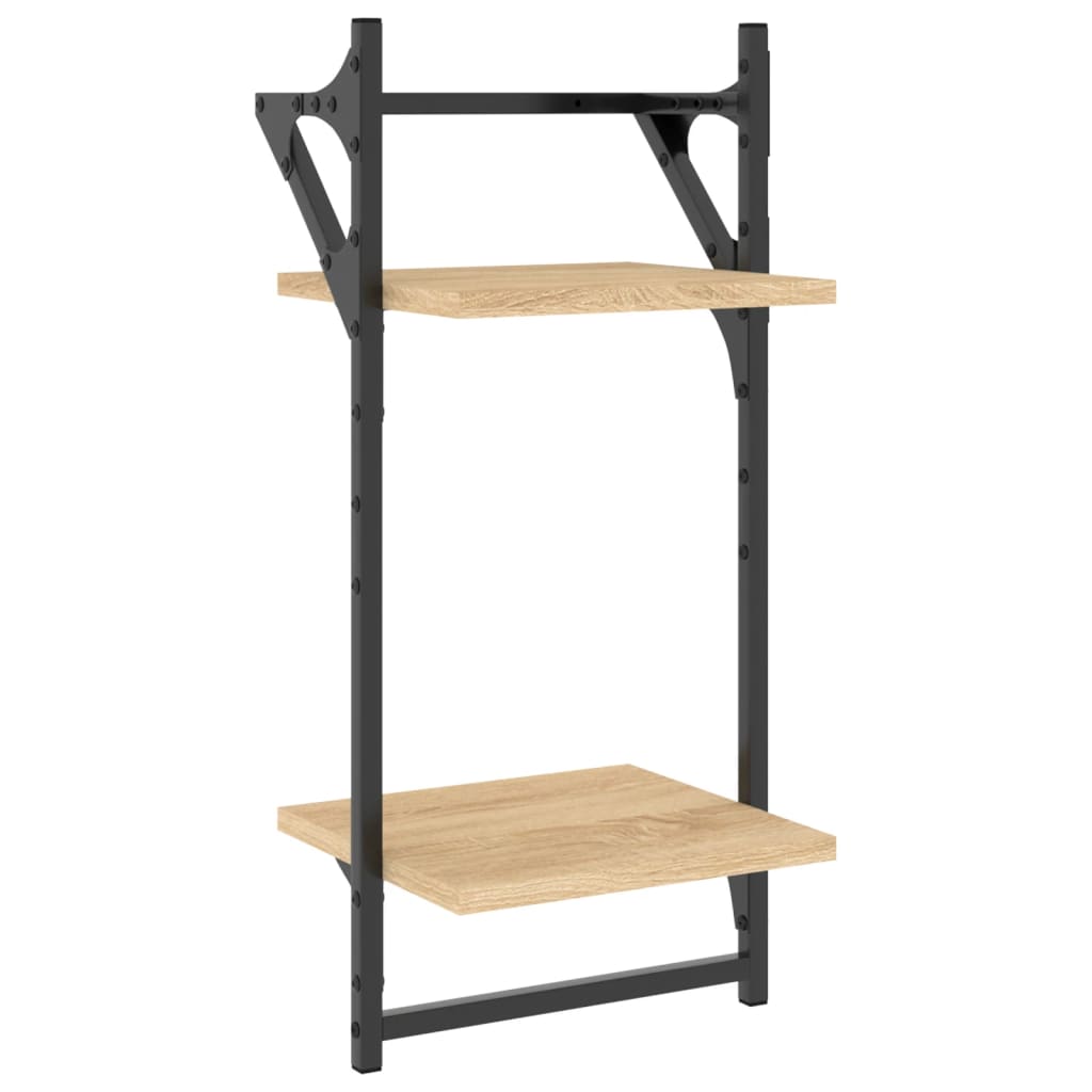 2-Tier Wall Shelves With Bars 2 Pcs