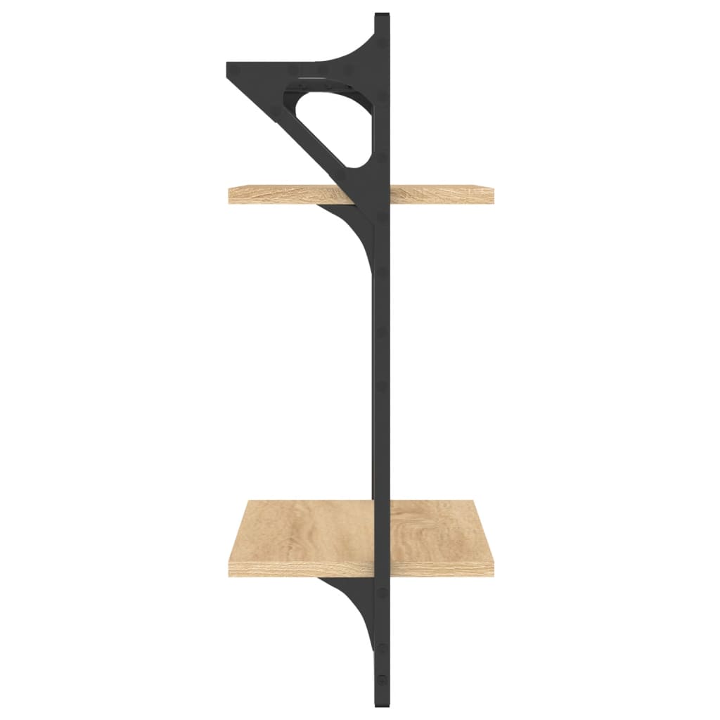 2-Tier Wall Shelves With Bars 2 Pcs