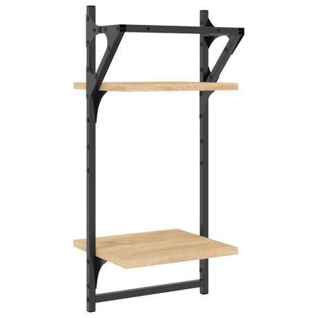 2-Tier Wall Shelves With Bars 2 Pcs