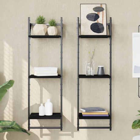 2-Tier Wall Shelves With Bars 2 Pcs