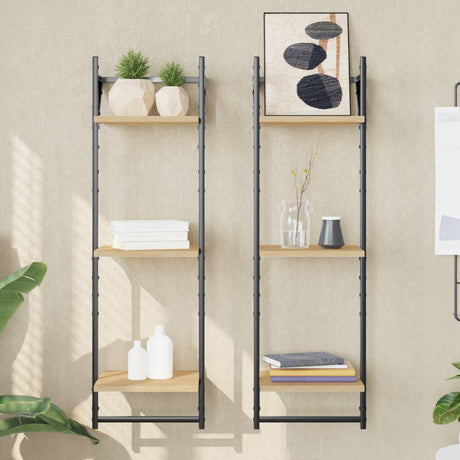 2-Tier Wall Shelves With Bars 2 Pcs