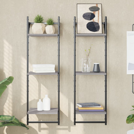 2-Tier Wall Shelves With Bars 2 Pcs