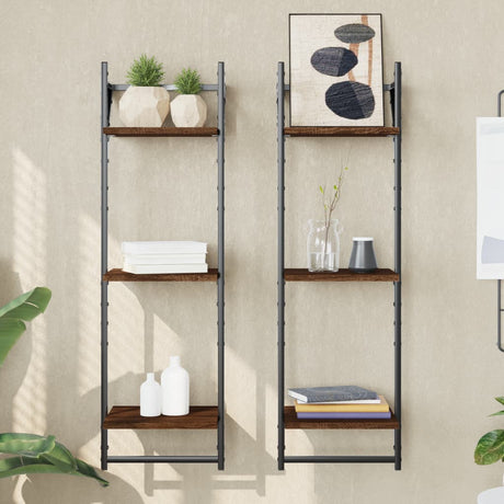 2-Tier Wall Shelves With Bars 2 Pcs
