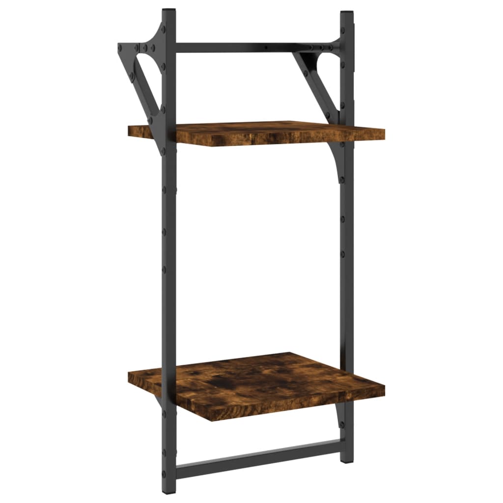 4 Piece Wall Shelf Set With Bars Engineered Wood