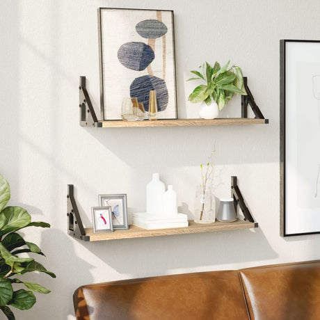 Wall Shelves 2 Pcs Engineered Wood