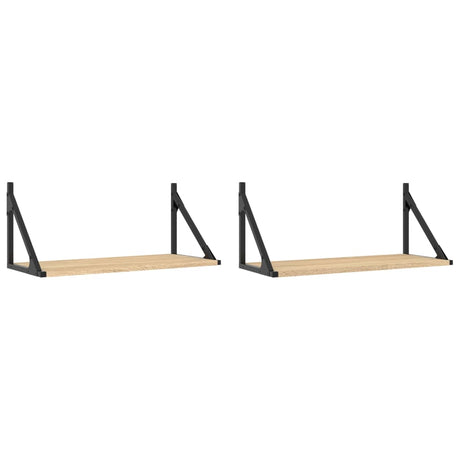 Wall Shelves 2 Pcs Engineered Wood