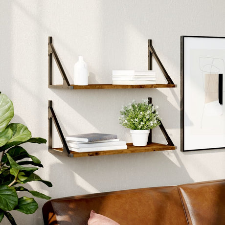 Wall Shelves 2 Pcs Engineered Wood