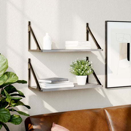 Wall Shelves 2 Pcs Engineered Wood