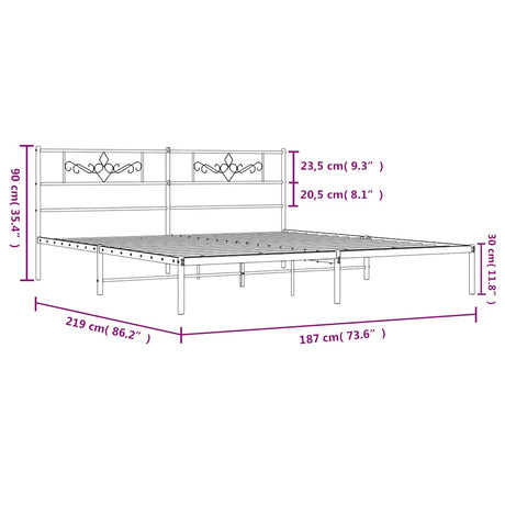 Metal Bed Frame Without Mattress 183X213Cm