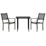 3 Piece Garden Dining Set Black Steel And Textilene