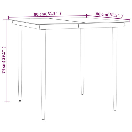 3 Piece Garden Dining Set Black Steel And Textilene
