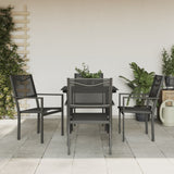 3 Piece Garden Dining Set Black Steel And Textilene