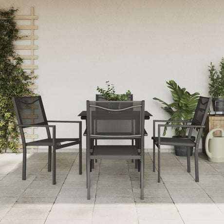 3 Piece Garden Dining Set Black Steel And Textilene
