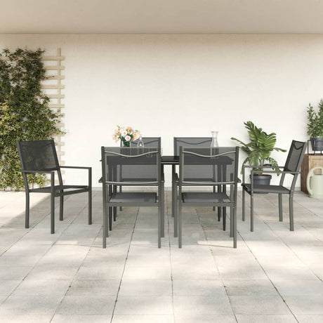 3 Piece Garden Dining Set Black Steel And Textilene