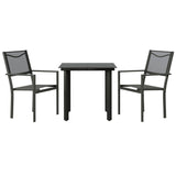 3 Piece Garden Dining Set Black Steel And Textilene