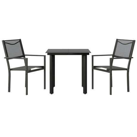 3 Piece Garden Dining Set Black Steel And Textilene