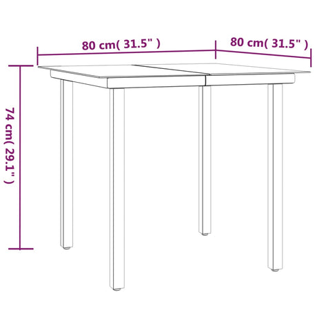 3 Piece Garden Dining Set Black Steel And Textilene