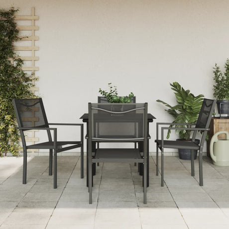 3 Piece Garden Dining Set Black Steel And Textilene
