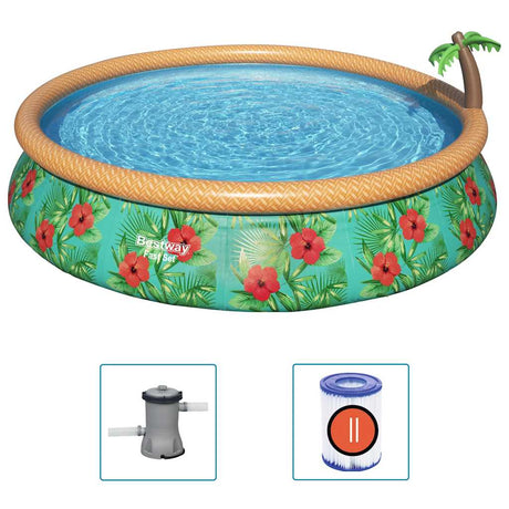 Bestway Fast Set Inflatable Paradise Palms Pool Set 457X84 Cm