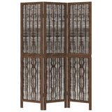 Room Divider 3 Panels Dark Brown Solid Wood Paulownia