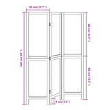 Room Divider 3 Panels Dark Brown Solid Wood Paulownia