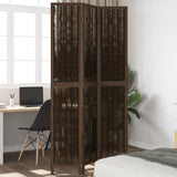 Room Divider 3 Panels Dark Brown Solid Wood Paulownia