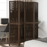 Room Divider 3 Panels Dark Brown Solid Wood Paulownia