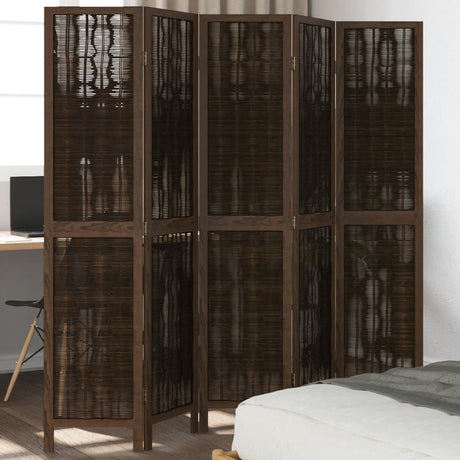 Room Divider 3 Panels Dark Brown Solid Wood Paulownia