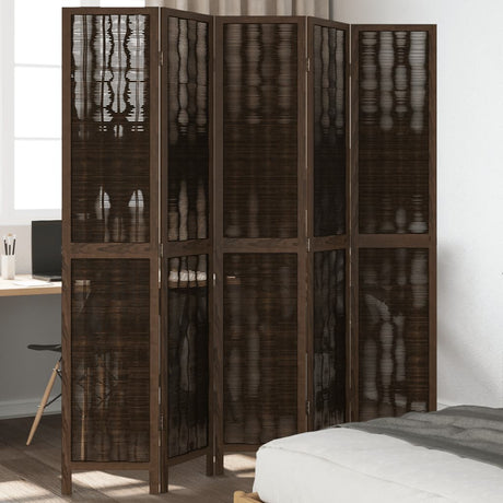Room Divider 3 Panels Dark Brown Solid Wood Paulownia