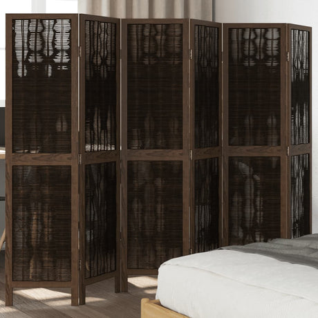Room Divider 3 Panels Dark Brown Solid Wood Paulownia