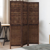 Room Divider 5 Panels Dark Brown Solid Wood Paulownia