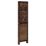 Room Divider 5 Panels Dark Brown Solid Wood Paulownia