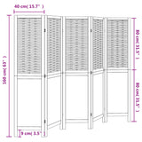 Room Divider 5 Panels Dark Brown Solid Wood Paulownia