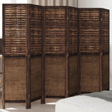 Room Divider 5 Panels Dark Brown Solid Wood Paulownia