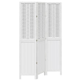 Room Divider 3 Panels White Solid Wood Paulownia